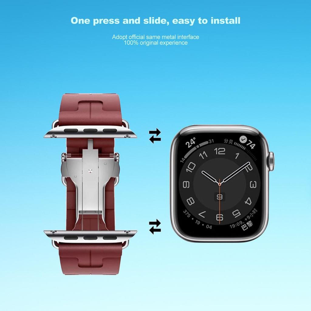 Original Soft Rubber Strap for Apple Watch Band 49mm 45mm 41mm 44mm 42mm 38mm Metal Buckle Bracelet for IWatch