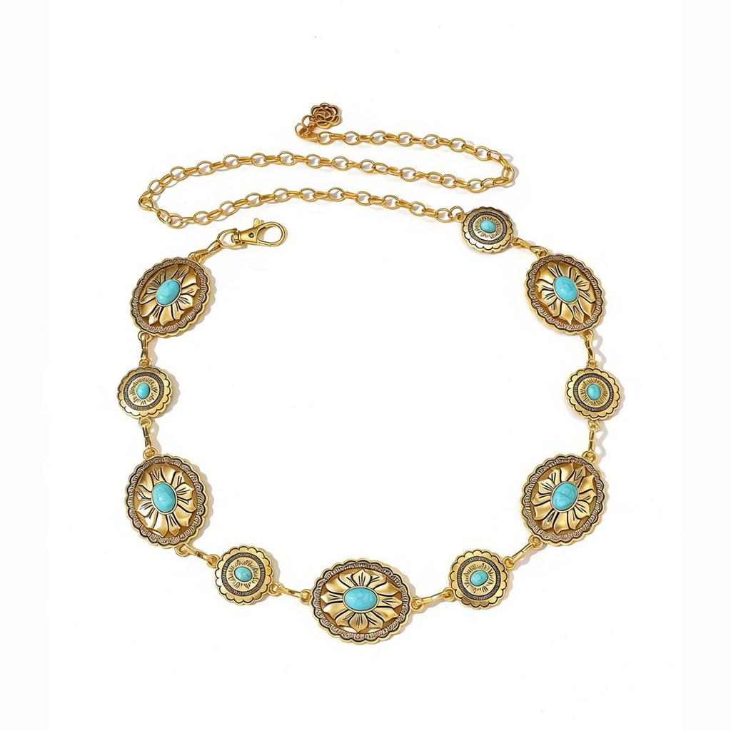 Bohemian Retro Metal Waist Chain for Women - Ethnic Style Body Jewelry