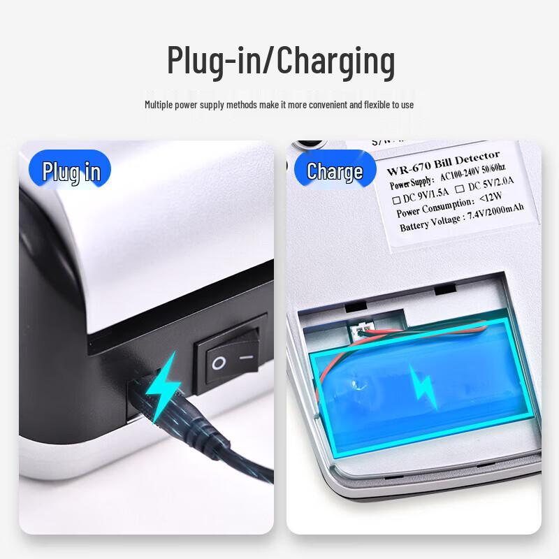 Weirong 670 Portable Multi-Currency Detector CN plug (adapter included)