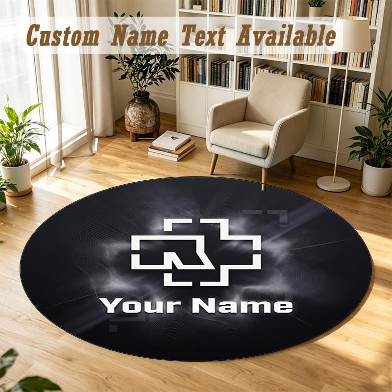 Round Rug Custom NameRammstein Pattern Non Slip Carpet Home Floor Decor