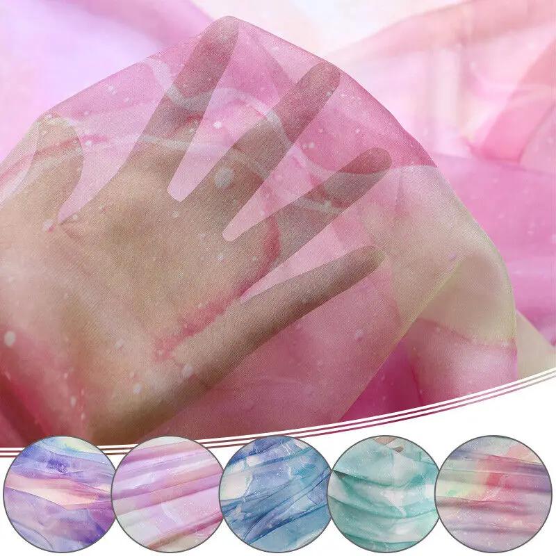 150x100cm Farbverlauf Chiffonstoff DIY Regenbogen Sternen Traum Kostüm Nähen Handwerk Kleid Zubehör Polyester Seidenmaterial
