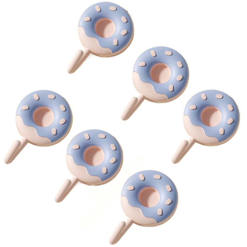 6Pcs Self-adhesive Donut Shape Hooks Wall Mounted Clothes Hanger Creative Key Holder  for Home