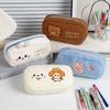 Cute Stationery Bag Desktop Storage Large Capacity Pencil Case Bear Rabbit Printed Pen Pouch for Student Girls Makeup Bags Gift