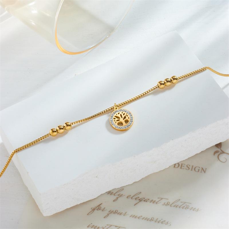 Gold Life Tree Turquoise Double Layer Anklet
