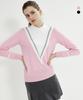 DUVIK Women'S Cotton Block V-Line Contrast Sweater Dc3Wst004