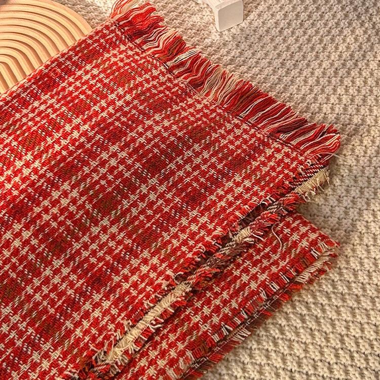 Damen Roter Karoschal Koreanischer Stil für Winterwärme Ideal für Weihnachts-Paargeschenk