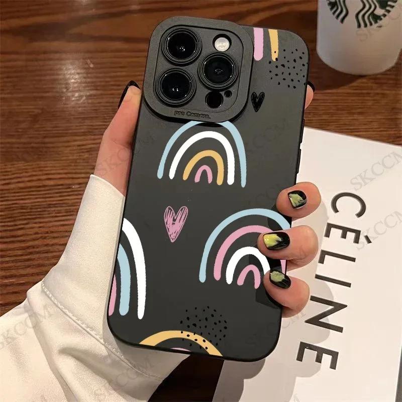 

Black Love Heart Phone Case For iPhone 16 15 14 11 Pro Max 12 13 Mini XS XR X 8 7 Plus Shockproof Soft Silicone Bumper Cover iPhone XR