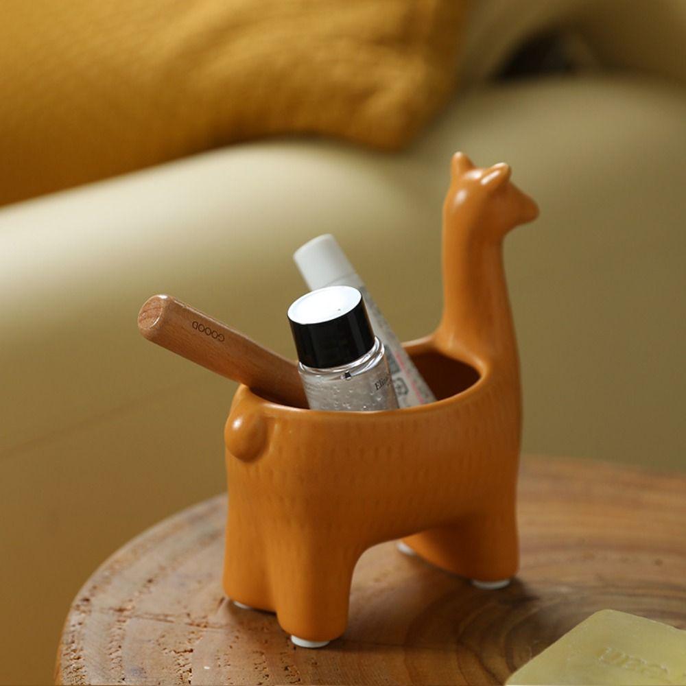 

Modern Alpaca Storage Jar Cute Alpaca Key Tray Home Decor Animal Figurine Entrance Storage жовтий