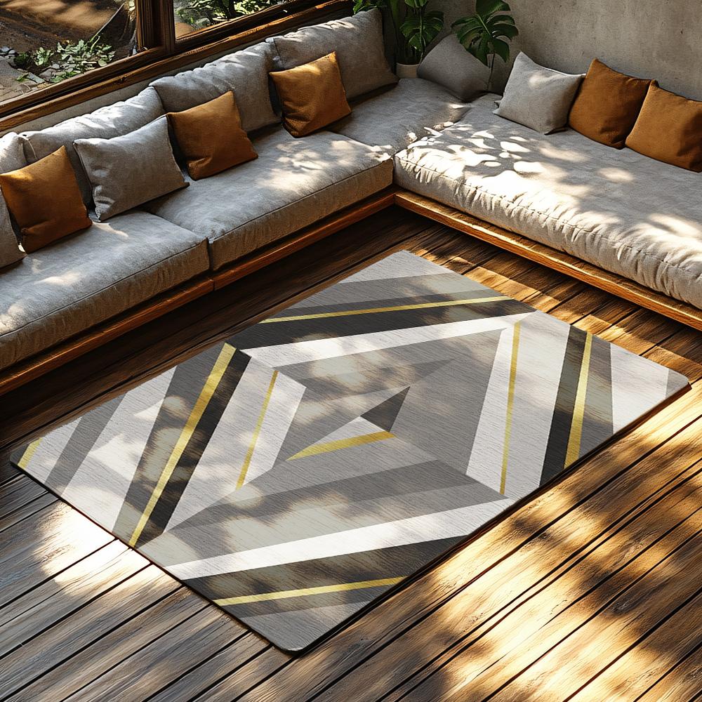 Modern Geometric Area Rug Non Slip Floor Mat Living Room Carpet Home Decor Abstract Pattern Rug Indoor Accent Rug Stylish Design