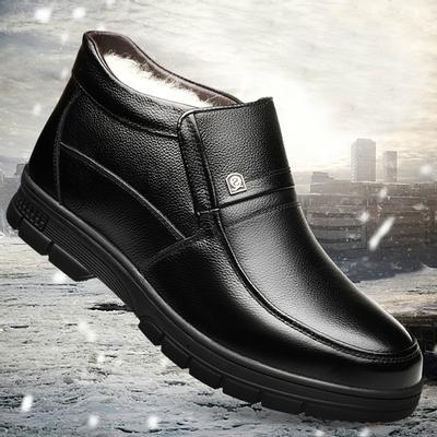 Mode Herren Winter Plus Samt Warme Baumwolle Stiefel Leder Stiefel Männer Warme Business Schuhe Leder Hochzeit Kleid Schuhe