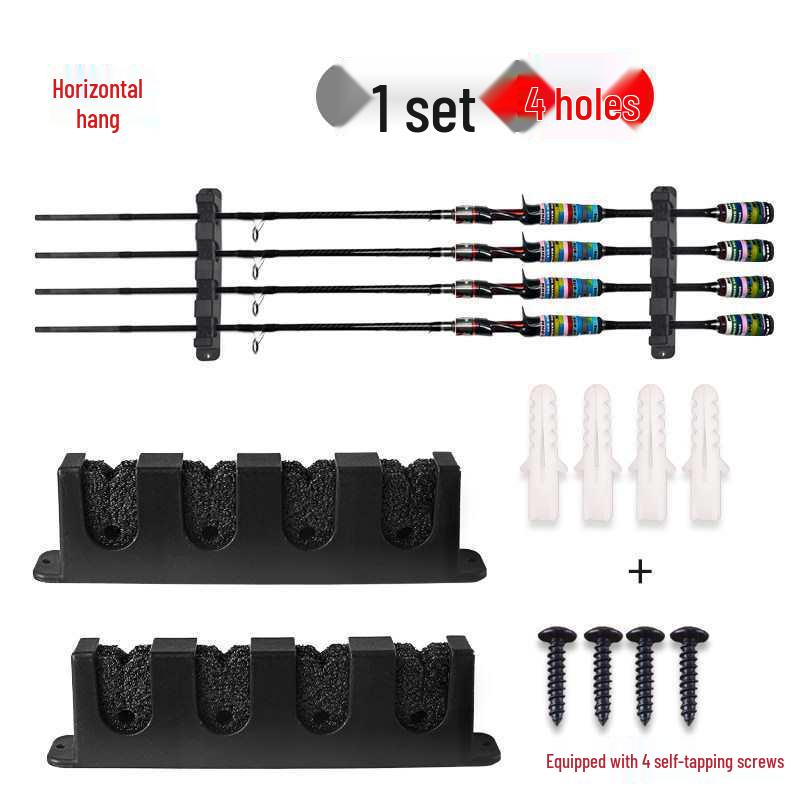 Wall-Mounted 6-Hole Multifunctional Fishing Rod Display and Storage Rack