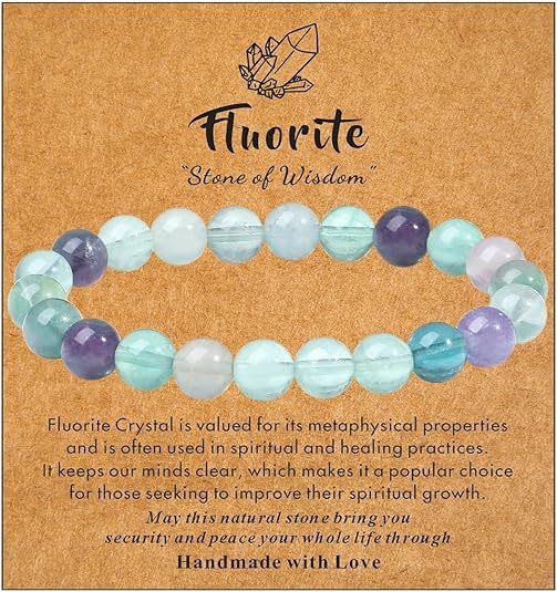 Hot Selling Natural Stone with Cardboard Beaded Elastic String Bracelet Crystal Agate Tiger Eye Stone Wholesale Bracelet Jewelry