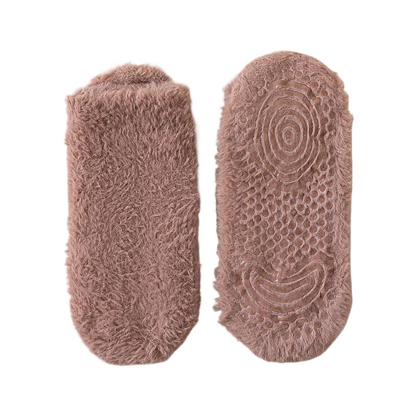 Niedrig geschnittene Anti-Rutsch-Bodensocken, Korallenfleece-Socken, Damen Herbst- und Winter Verdickte Fleece Warme Kurze Socken, Haus-Schlafsocken, Bootssocken