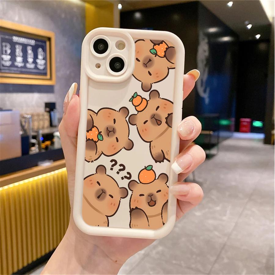 Cartoon Cute Capybara Case for iPhone 12 Mini 14 XS XR 13 Pro MAX 15 Plus 11 16 Plus 14 Pro 11 16e Soft TPU