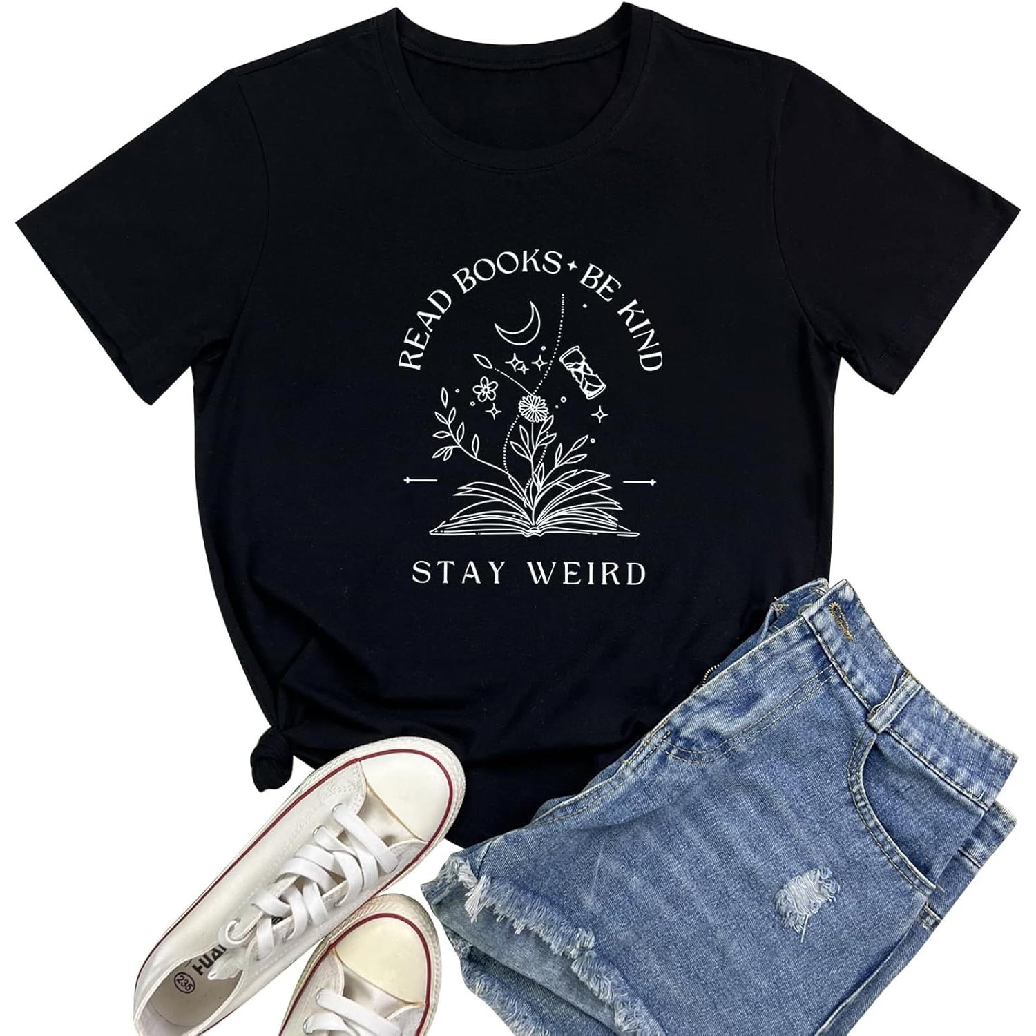 BLACKOO Women Stay Weird Graphic Tees Casual Clothes S