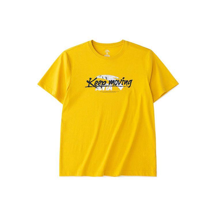 

Anta Logo Letter Knitted Print Round Neck T-Shirt Men tops Malt-Yellow 152238103-2 XL