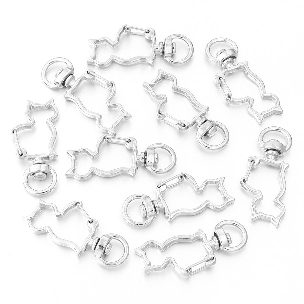 10Pcs/pack Lobster Clasps Hooks Star Blossom Heart Cat Moon Keychain Lobster for Charms Key Ring Clasp Jewelry Making Accessorie