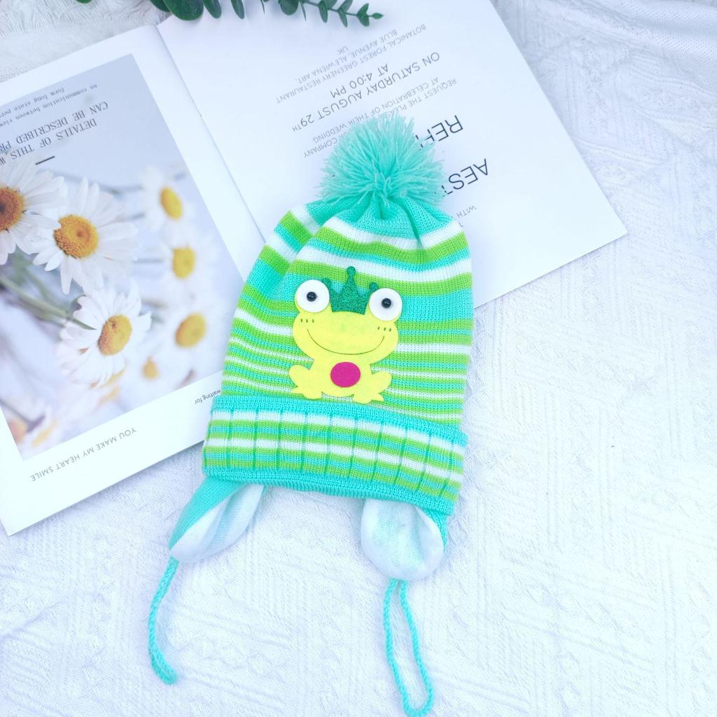 Cartoon Ear Protection Wool Hat with Velvet Lining for Babies and Children