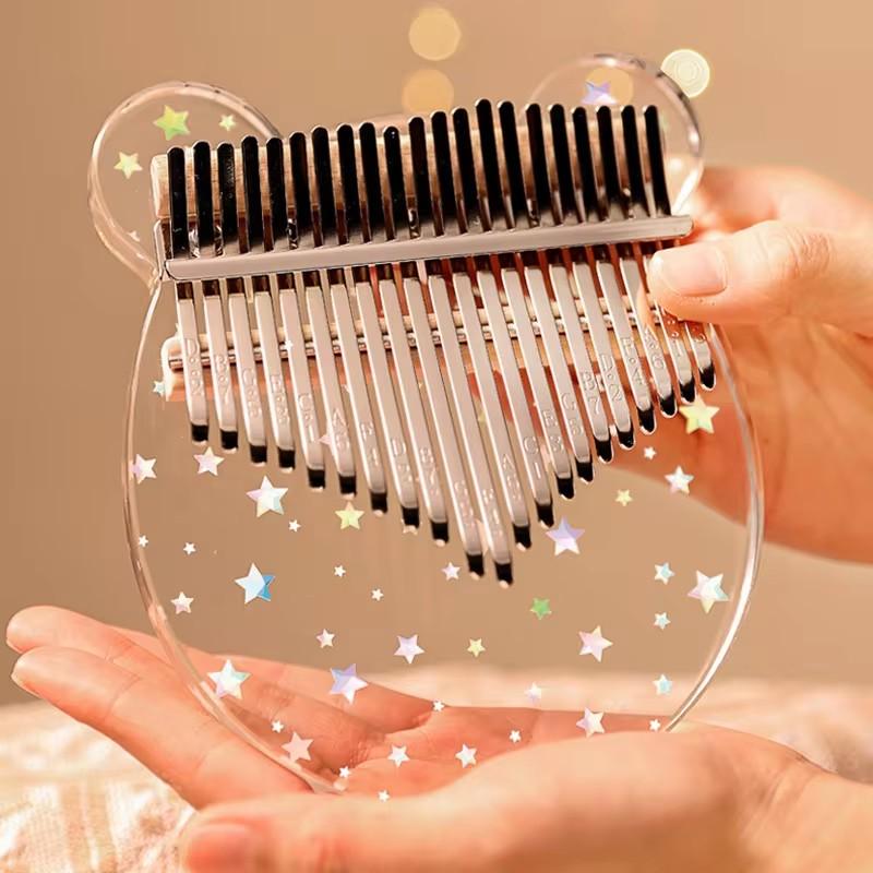 Hluru Kalimba 17 21 Key Fob Thumb Piano Crystal Acrylic Kalimba 17 21 Key Fob Finger Piano Fit For Beginners And Child Keyboard Instrument