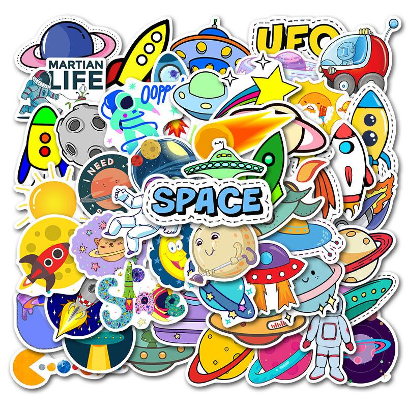 

50Pcs Waterproof Planet Sticker For Phone Laptop Skateboard Refrigerator Decal