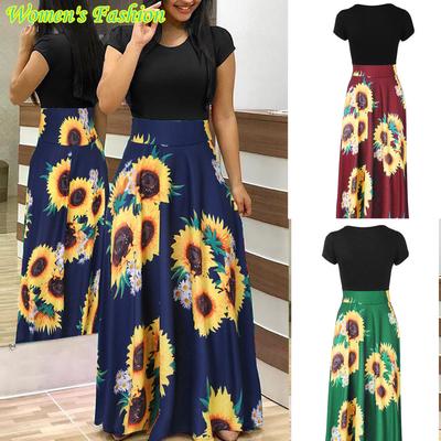 sunflower print maxi dress