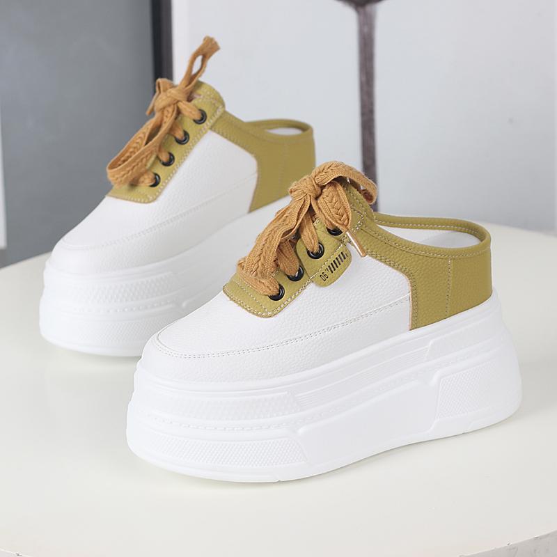 Fashion 12CM Patent Synthetic Leather Platform Wedge Casual Pumps Chunky Heels High Brand Summer Slipper Fashion Sandals Shoes