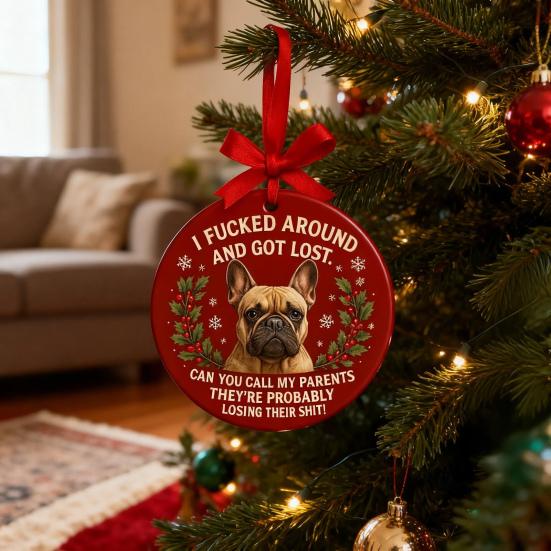 French Bulldog Ornaments for Christmas Tree Funny Acrylic French Bulldog Hanging Ornaments Gifts for Dog Lovers