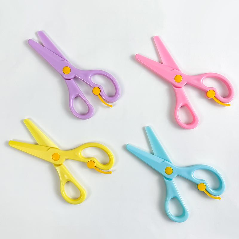 1/4pcs Macaron Color Plastic Scissors for DIY Paper Work Plastic Blunt Tips Craft Supplies School Art Paper Cutting