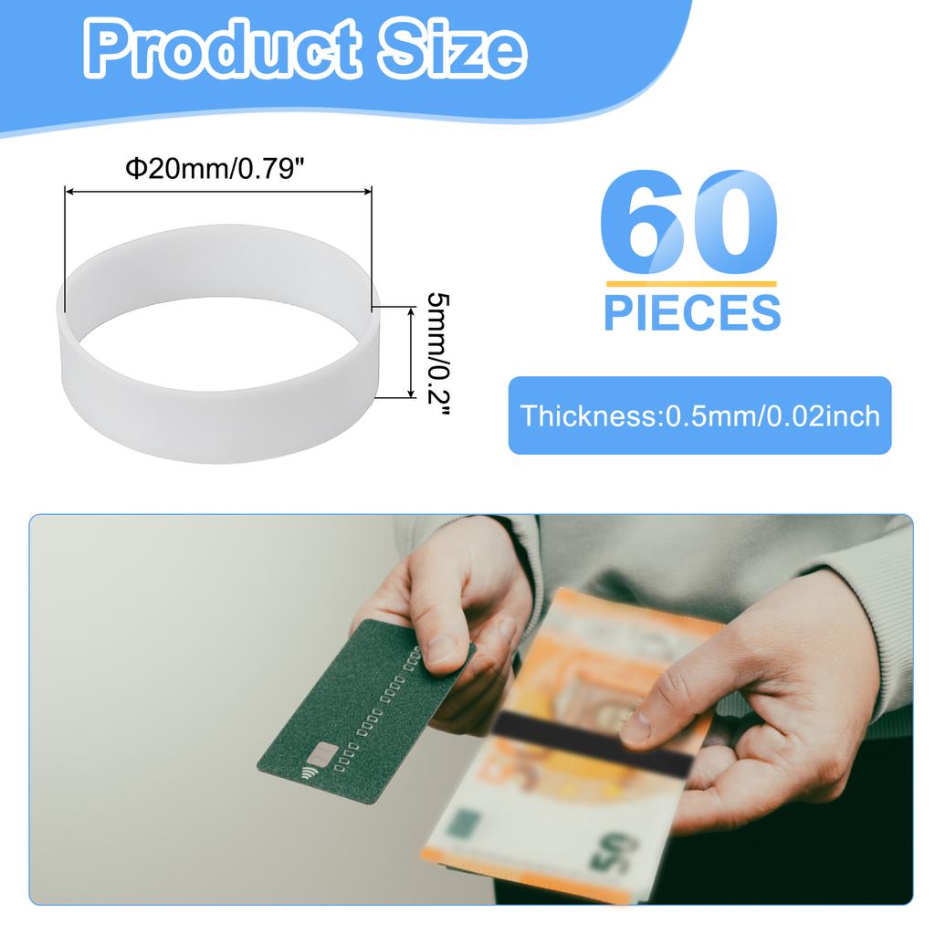 60Pcs 15-35mm Silicone Rubber Bands Rubber Bands Rings Cable Ties Strong Elastic Bands Non-Slip for Cord Wrapping Bag Wraps