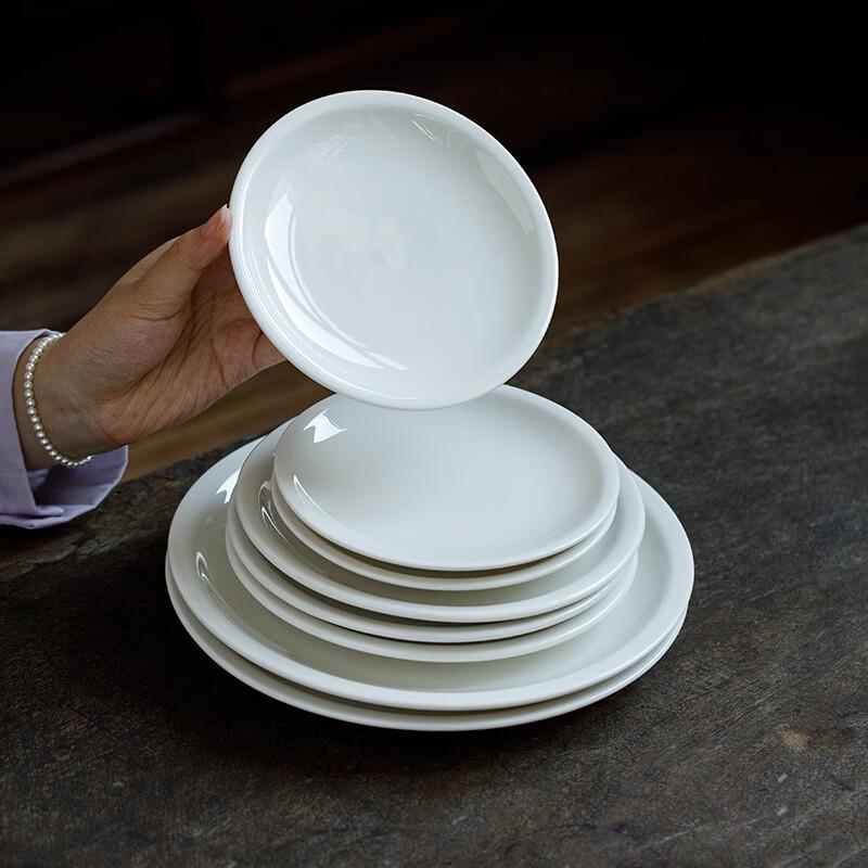 Ru Han White Ceramic Divided Dumpling Plate