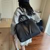 New retro large-capacity handbag fashionable women's texture light luxury tote bag solid color shoulder bag