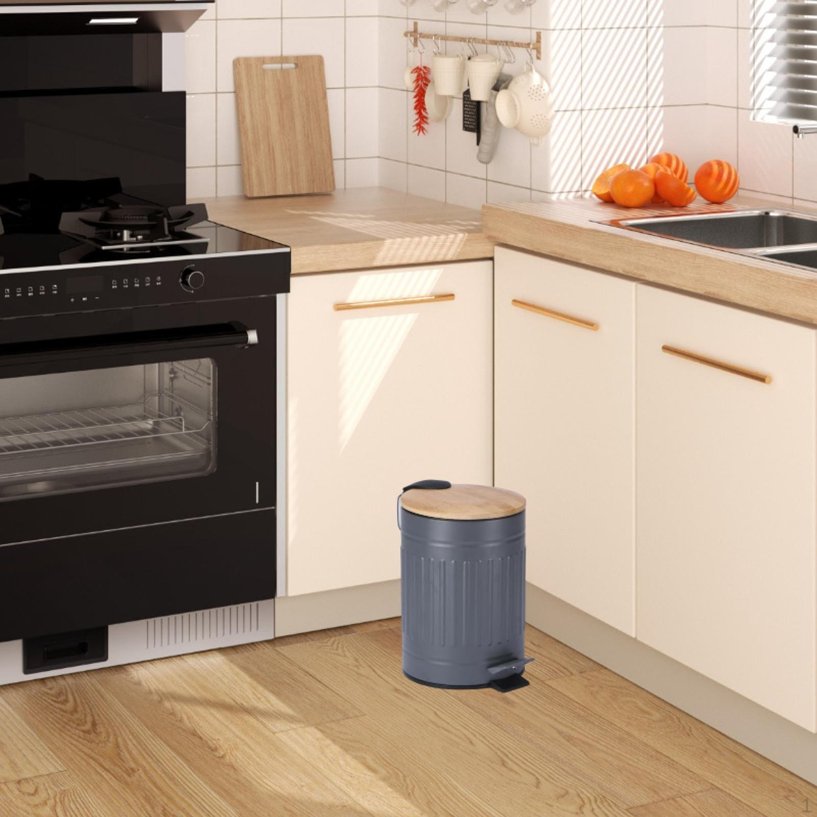 

Контейнер для сміття з ножною педаллю, 5 л, кухонний контейнер для сміття для домашнього входу, спальні, кабінету сірий колір