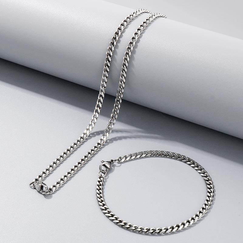 Halskette aus Titanstahl mit dicker Hip-Hop-Kette, Edelstahl sechsseitig geschliffene Kette mit Kettenschmuck