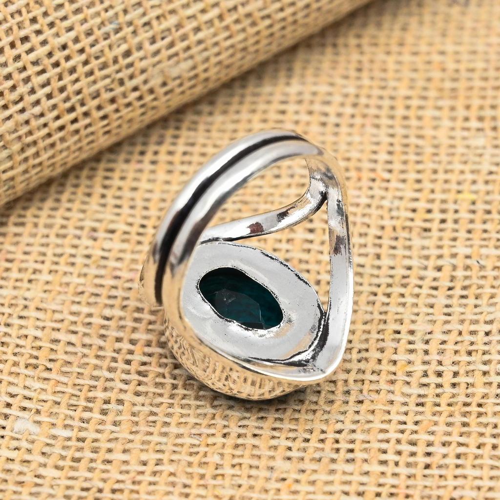Indicolite Tourmaline Gemstone 925 Sterling Silver Handmade Jewelry Ring For Her