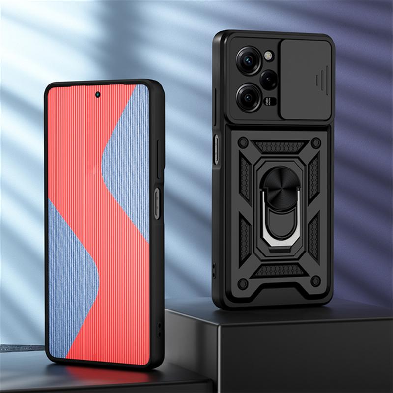 

Противоударный защитный чехол для Xiaomi POCO X5 Pro Windows, слайд-камера, защитное кольцо для объектива камеры, держатель-подставка, чехол для телефона для чехлов POCO X5 Xiaomi Poco X5 Pro чёрный