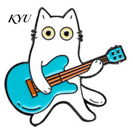 Kitten Hat Pin Musical Instrument Cat Brooch Pin, Guitar Violin Piano DJ Badge Metal Animal for Backpacks Hats Scarves Jackets Music Themed Jewelry