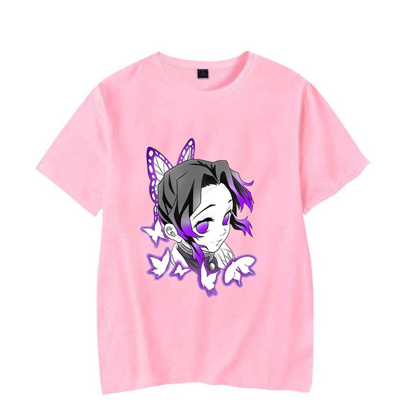 New Hot Anime Kochou Shinobu Print T Shirt Women Men Short Sleeve Tops Tees Summer Fashion Loose Casual T-shirt