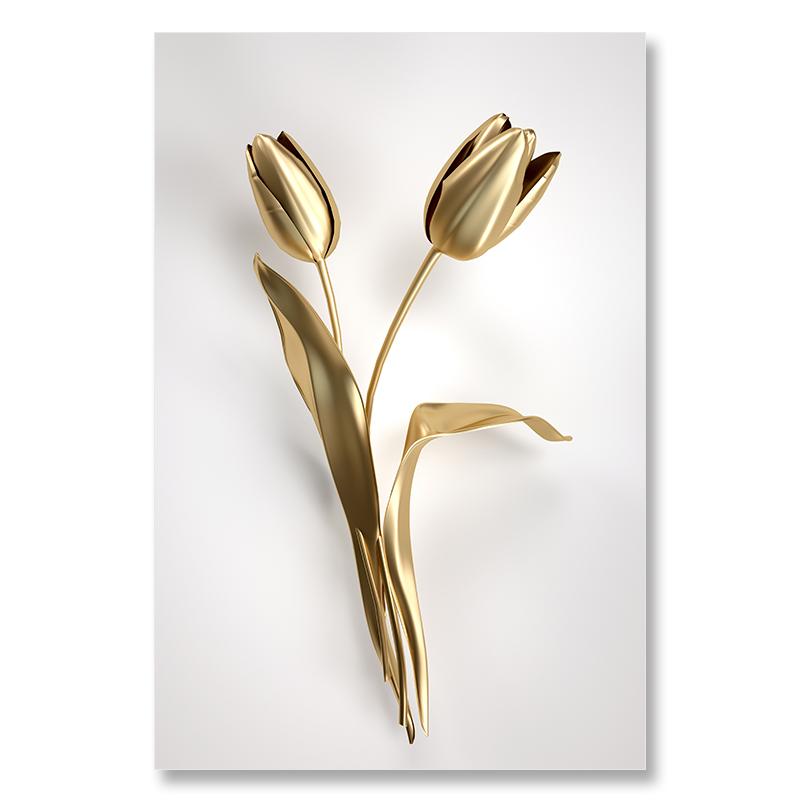 Metal Wall ArtAbstract Gilded Flowers Plant Laminas Decorativas Pared Cuadros Arte De Lienzos Decorativos  Para Sala Decoracion