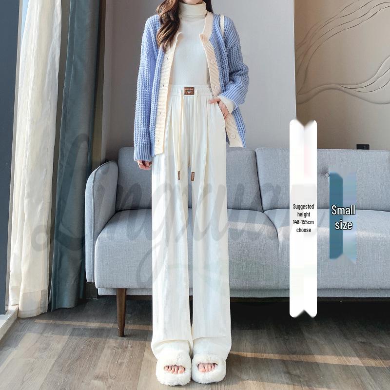 Autumn Women s High-Waisted Flowy Wide-Leg Knit Pants XL