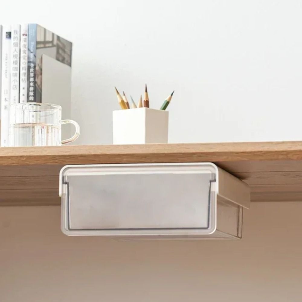 Slide Out Tray Under Desk Drawer Clear Desk Supplies Holder Stationery Storage Tray  Memo Rack