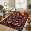 Dinosaur Theme Crystal Velvet Rug Personalized Custom Name Text Soft Floor Mat Home Decor