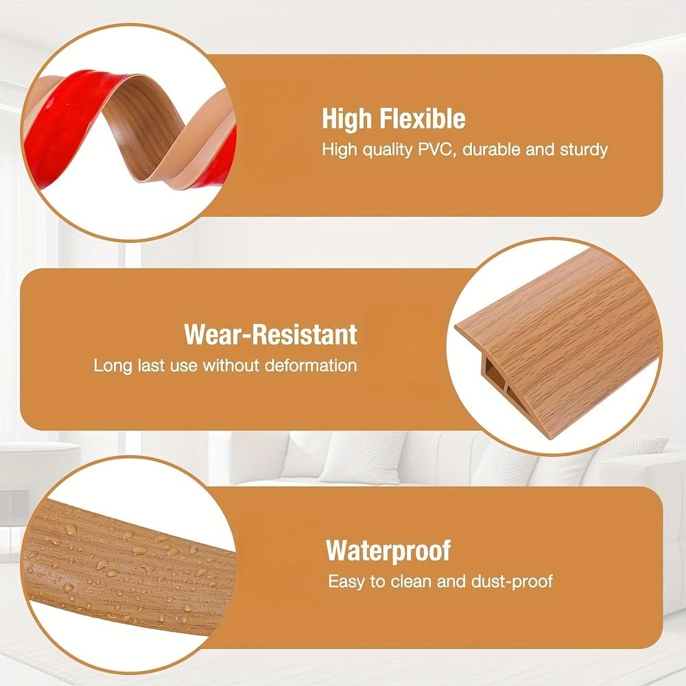 1PC 1m/39.37inch Wood Floor Transition Strip Edge Closing Strip Floor Seam Wear-Resistant Soft Plastic Flat Buckle Dge Threshold