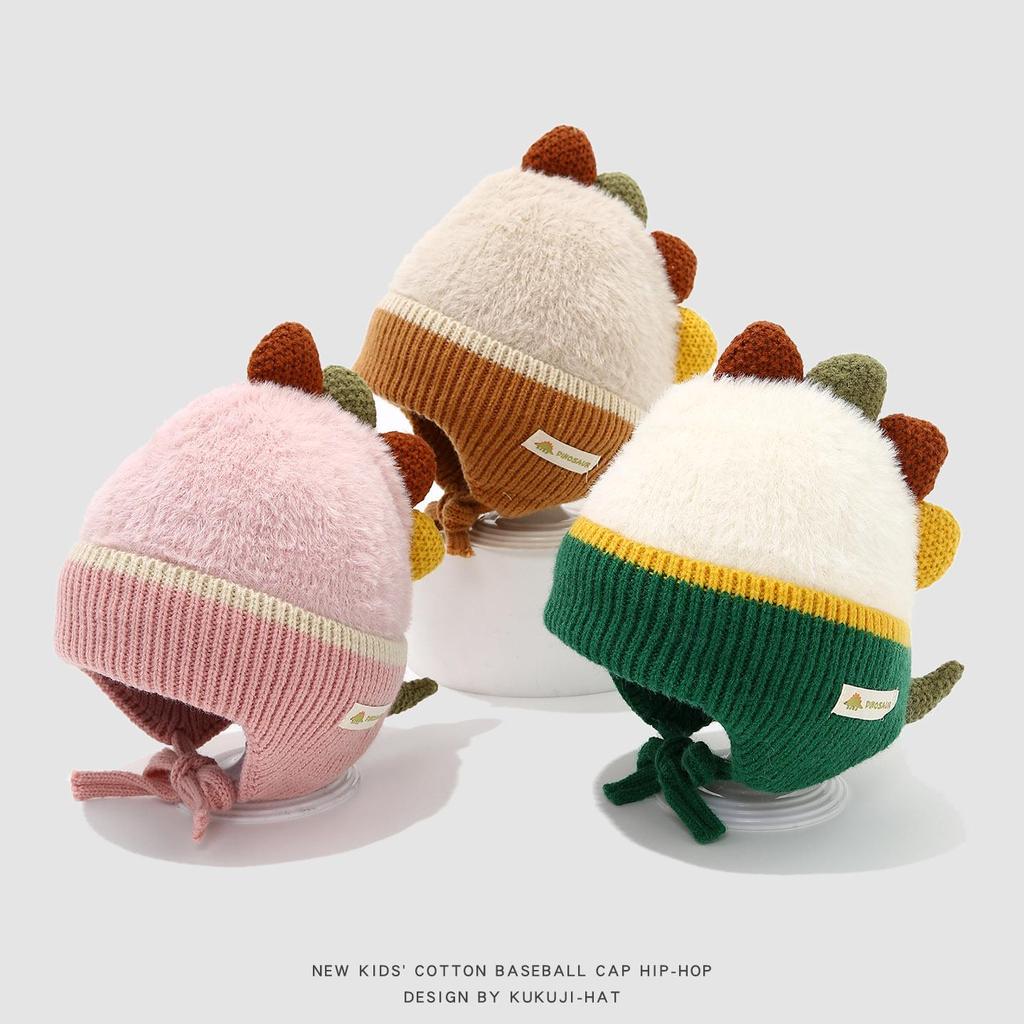 Dinosaur Knitted Winter Wool Hat: Warm, Cute & Colorful Ear Protection for Infants & Toddlers