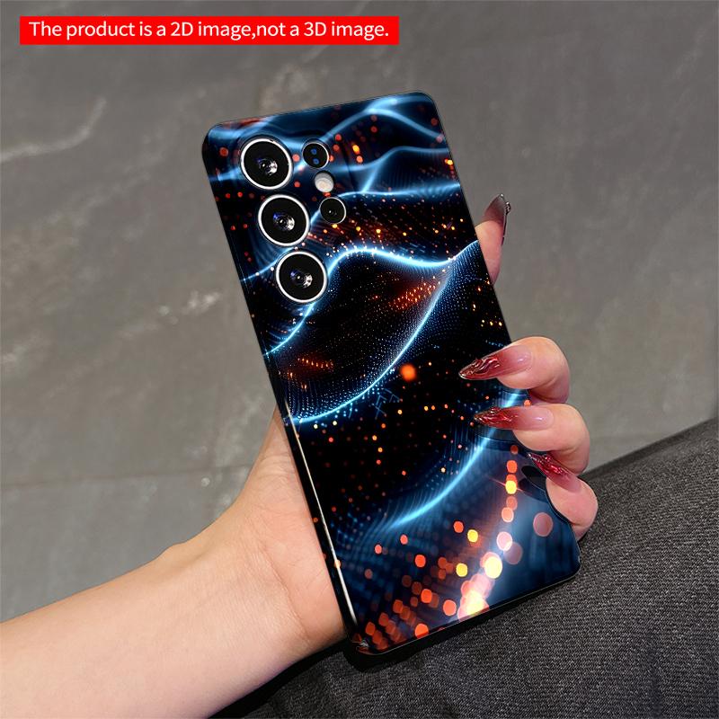 2DFlat Samsung Phone Case Neon Wave Data Flow Applicable To Galaxy S22 S23 S24 S25ULTRA S26 A12 A13 A14 A15 A16