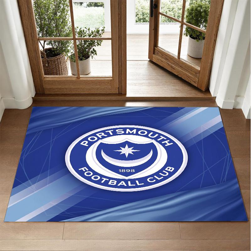 Portsmouth FC Design Crystal Velvet Rug Soft Decorative Mat for Bedroom Entrance