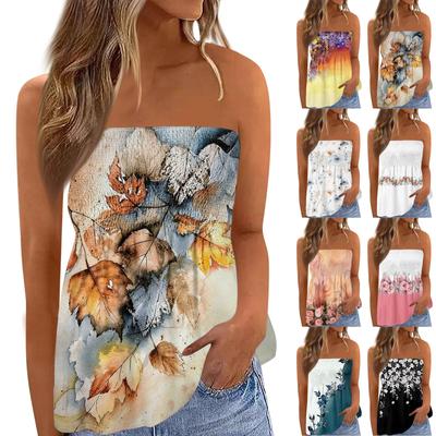Tube Tops For Women,Cute Sexy Off Shoulder Print Sleeveless T-Shirt