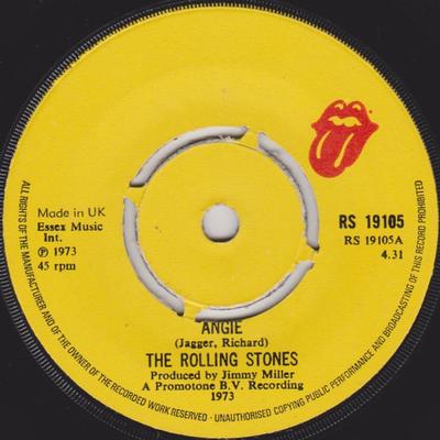 7inch Record ROLLING STONES - Angie RS19105 Rolling Stones  1973 UK Rock Used