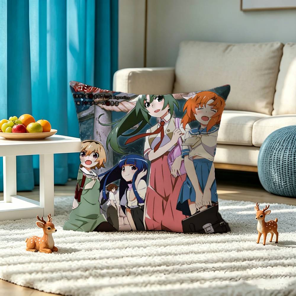 H-Higurashi When They Cry Pillow Case Square Double-Sided Sofa Cushion Cover Bedroom Bedside Pillow