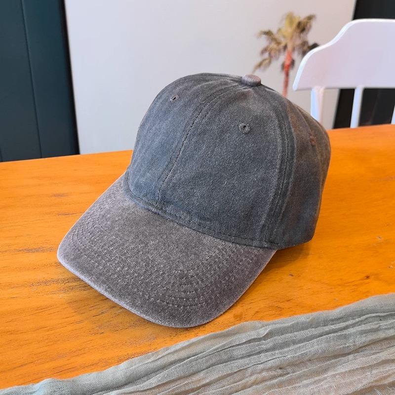 Retro Color-blocked Denim Brim Ponytail Baseball Cap Personality Curved Brim Sports Hip Hop Style Baseball Cap Adjustable