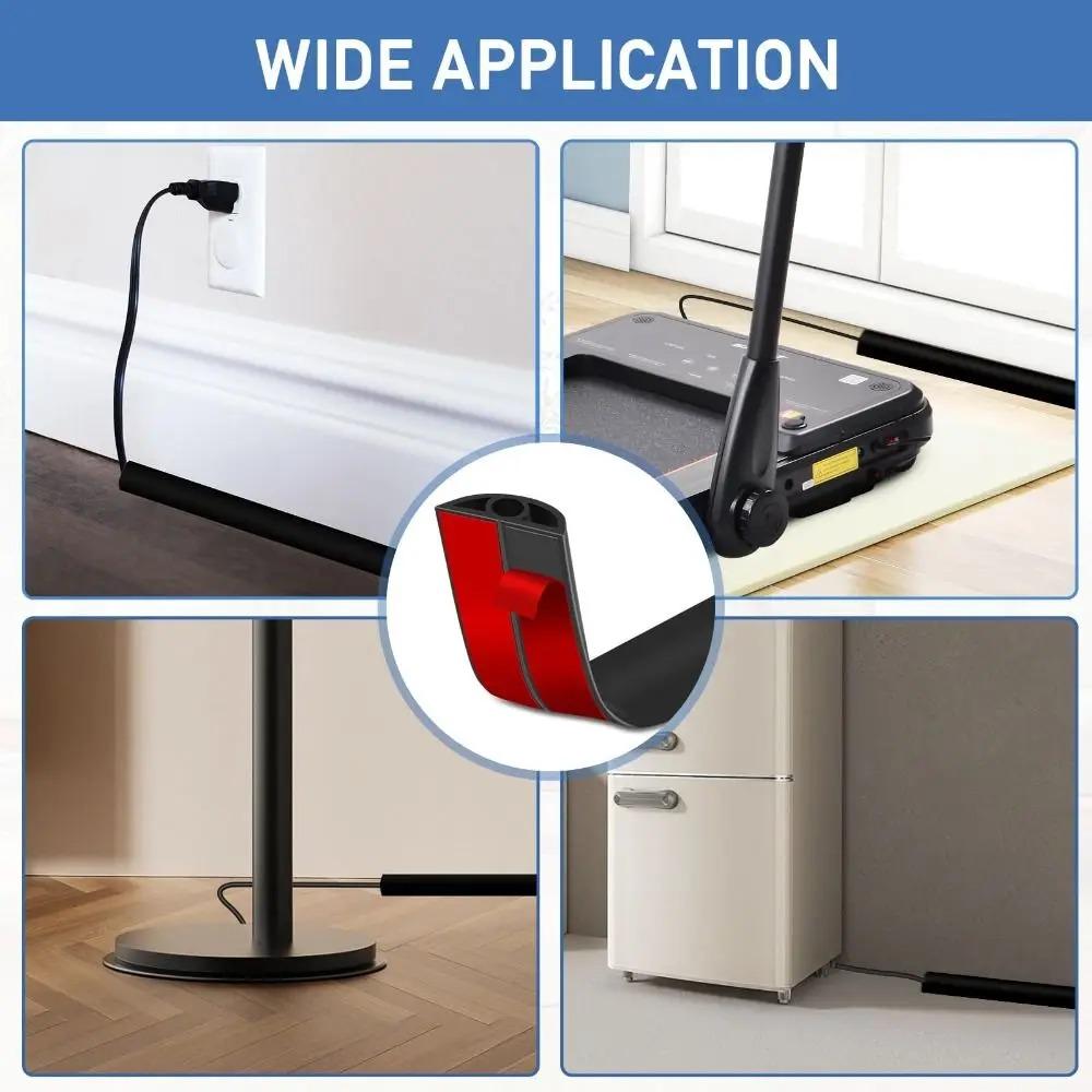 1PC 1m/39.37inch Self Adhesive Floor Cord Cover Trimmable Cable Management PVC Low Profile Power Cord Protector Home Office